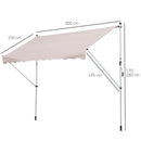 Tenda da Sole Avvolgibile 3x1.5m Autoportante Beige 