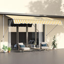 Tenda da Sole a Muro con Pali di Supporto 3x1.5m Bianco e Giallo 