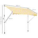 Tenda da Sole a Muro con Pali di Supporto 3x1.5m Bianco e Giallo 