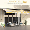 Tenda da Sole a Muro con Pali di Supporto 3x1.5m Bianco e Giallo 