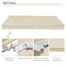 Tenda da Sole Avvolgibile 3.65x2.5m in Poliestere e Alluminio Beige 