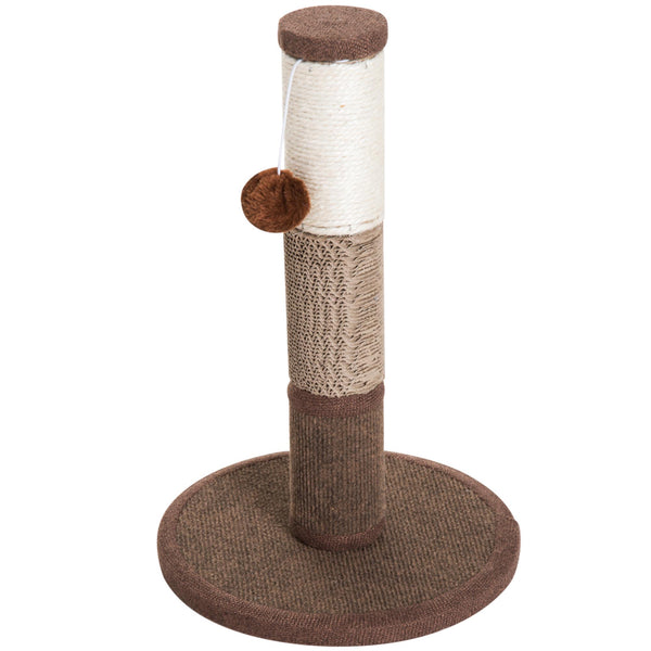 sconto Tiragraffi a Colonna per Gatti con Pallina Marrone 30x30x46 cm