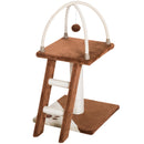 Albero Tiragraffi per Gatti con Scala e Palline in Legno Sisal Marrone e bianco 40x40x70 cm 