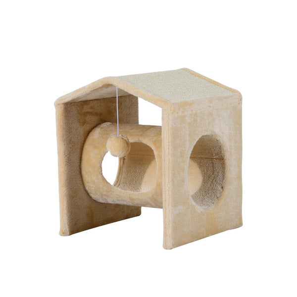 acquista Cuccia Tiragraffi per Gatti Giocattolo con 3 Buchi e Pallina in Peluche e Sisal 36x35x43 cm