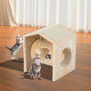 Cuccia Tiragraffi per Gatti Giocattolo con 3 Buchi e Pallina in Peluche e Sisal 36x35x43 cm 