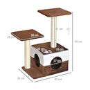 Albero Tiragraffi per Gatti con Topolino Appeso in Peluche Marrone 45x33x70 cm 