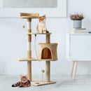 Albero Tiragraffi a 4 Livelli con Giocattoli Beige 40x40x114 cm 