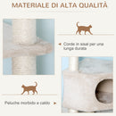 Albero Tiragraffi per Gatti 3 Livelli Crema 49x48x130 cm 