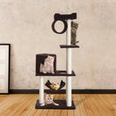 Albero Tiragraffi con Rivestimento in Pelle Marrone scuro 58x40x140 cm 