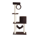 Albero Tiragraffi con Rivestimento in Pelle Marrone scuro 58x40x140 cm 