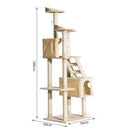 Albero Tiragraffi in Bambù con Morbido Peluche Beige 60x50x180 cm 