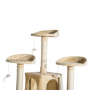 Albero Tiragraffi in Bambù con Morbido Peluche Beige 60x50x180 cm 