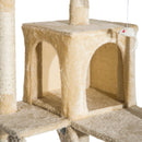 Albero Tiragraffi in Bambù con Morbido Peluche Beige 60x50x180 cm 