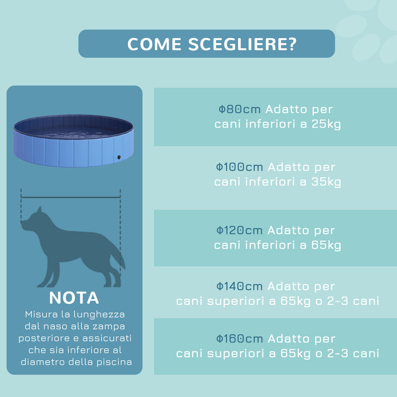 Piscina Pieghevole per Cani in PVC Azzurro Ø140x30h cm 