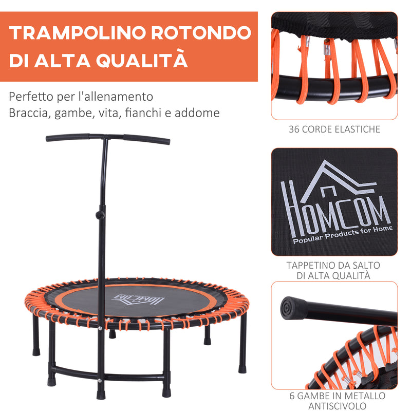 Trampolino Elastico Fitness con Manubrio Nero e Arancione Ø114.3 cm 