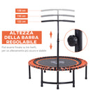 Trampolino Elastico Fitness con Manubrio Nero e Arancione Ø114.3 cm 
