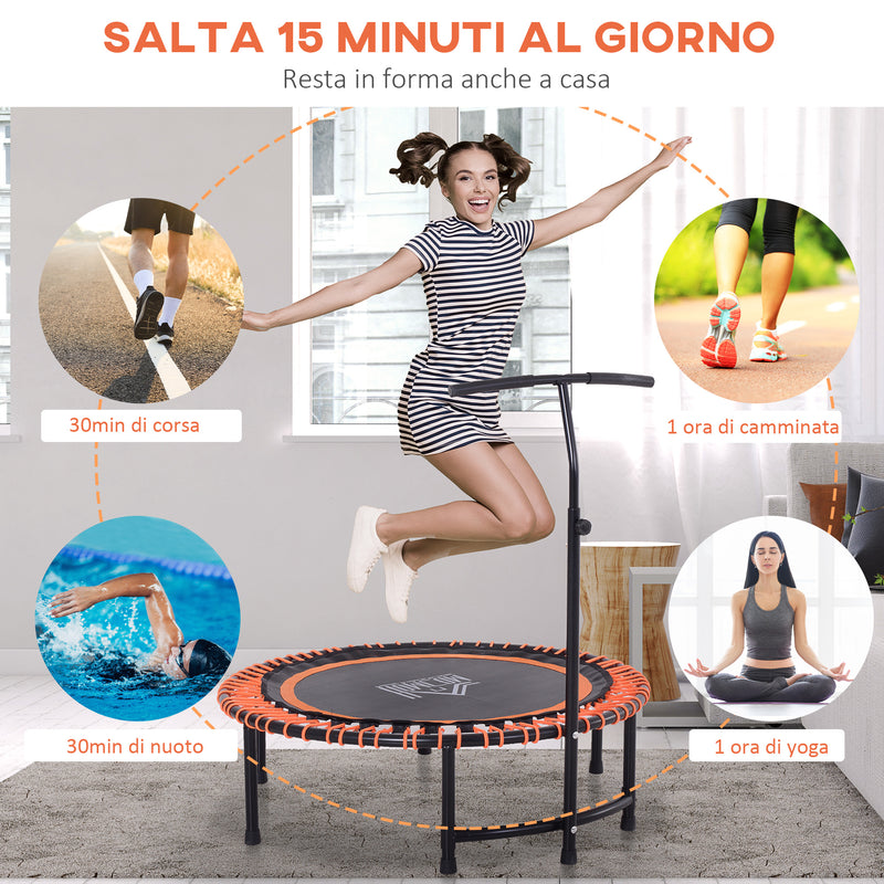 Trampolino Elastico Fitness con Manubrio Nero e Arancione Ø114.3 cm 
