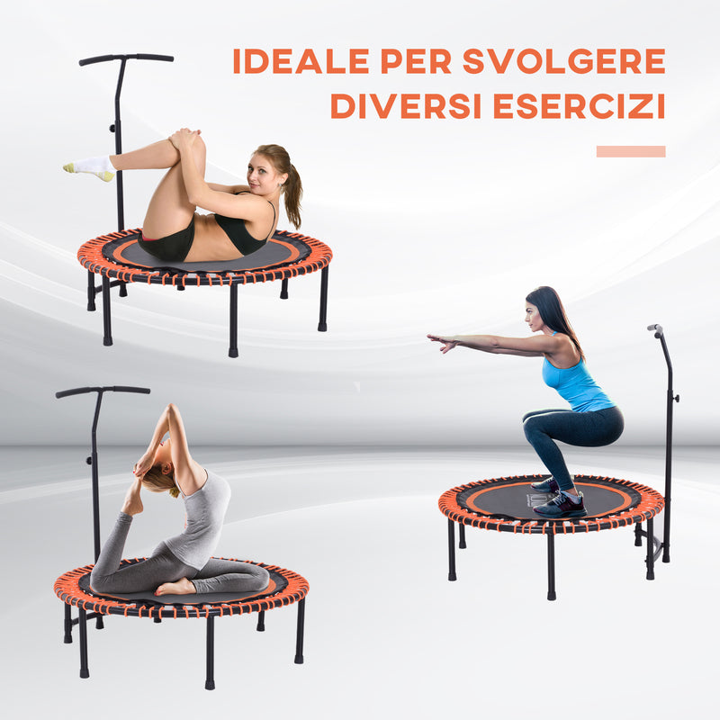 Trampolino Elastico Fitness con Manubrio Nero e Arancione Ø114.3 cm 