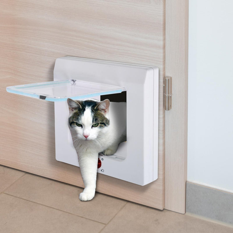 Gattaiola Porta Basculante Controllabile per Gatti Bianco 23x24x9 cm 