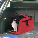 Trasportino Borsa Pieghevole per Cani Gatti Animali Domestici 43x22x27 cm Rosso 