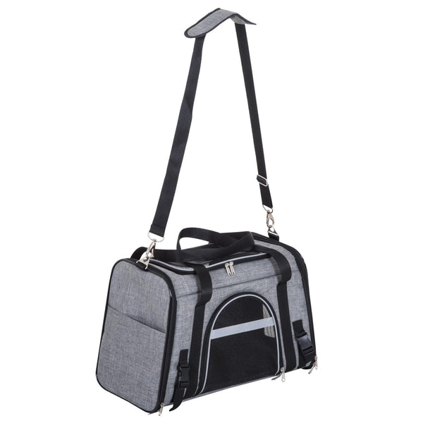 prezzo Borsa Trasportino Pieghevole per Cani Gatti con Tracolla in Tessuto Oxford Grigio 50x26.5x33 cm