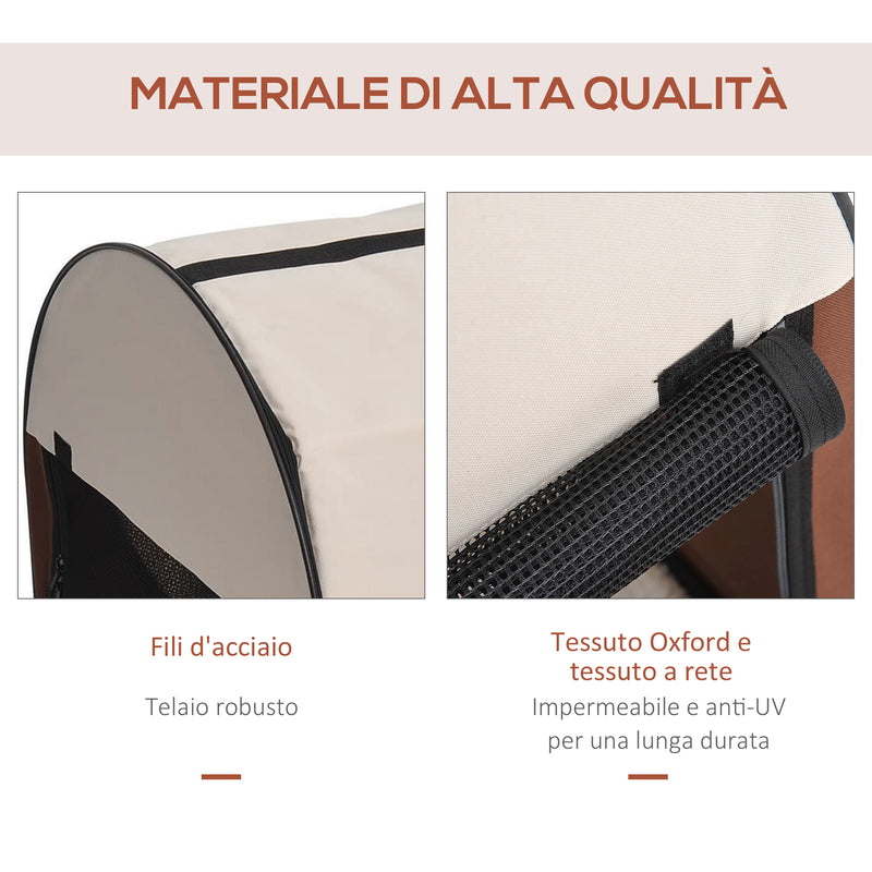 Trasportino per Cani e Gatti Pieghevole Caffè 61x46x51 cm 