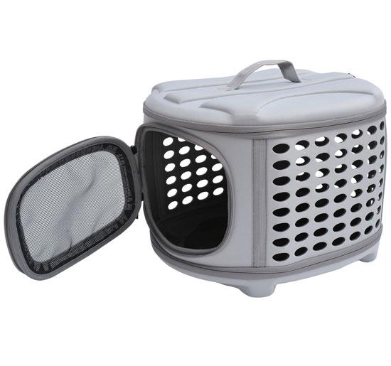 Trasportino per cani pieghevole in EVA grigio chiaro 46x37x31 cm 