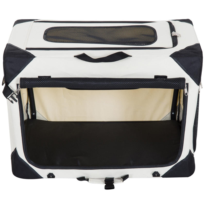 Trasportino per Cani e Gatti Pieghevole Crema nero 70x52x52 cm 