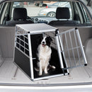 Gabbia Box per Trasporto Cani Lega d'alluminio Nero argento 65x91x69 cm 