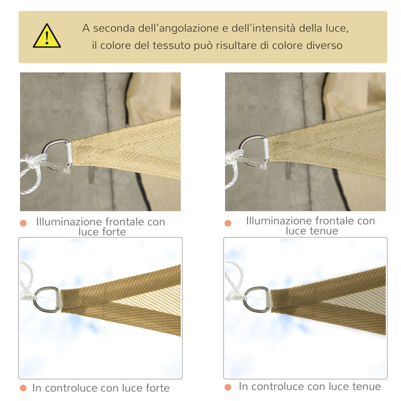 Tenda Vela da Giardino Triangolare 3x3x3m in HDPE Sabbia 