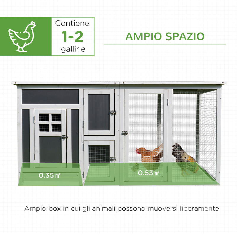 Pollaio per Galline da Esterno Tetto Impermeabile Corsa Zona Nidificazione Legno 160x75x80 cm 