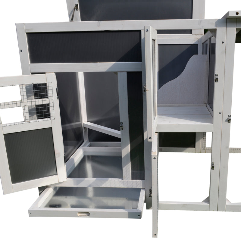 Pollaio per Galline da Esterno Tetto Impermeabile Corsa Zona Nidificazione Legno 160x75x80 cm 