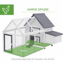 Pollaio da Giardino con Corsa e Tetto Impermeabile Grigio e Bianco 166x121.5x112 cm 