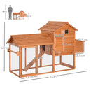Pollaio Gabbia per Galline da Giardino con Ruote e Nidificazione in Legno 213x91x122 cm 