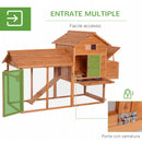 Pollaio Gabbia per Galline da Giardino con Ruote e Nidificazione in Legno 213x91x122 cm 