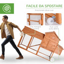 Pollaio Gabbia per Galline da Giardino con Ruote e Nidificazione in Legno 213x91x122 cm 