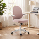 Sedia da Ufficio 60,5x54x89-99 cm in Rete con Braccioli Ribaltabili Altezza Regolabile e Ruote Rosa e Bianco      
