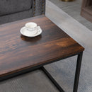 Set 2 Tavolini da Caffè Impilabili in Legno e Acciaio Marrone e Nero