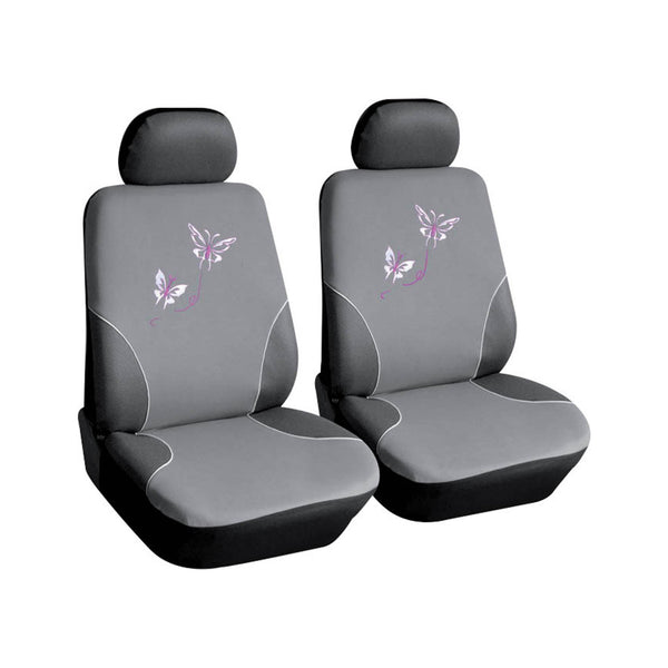 sconto Coppia di Coprisedili Anteriori Universali in Poliestere e Spugna Butterfly Grigi