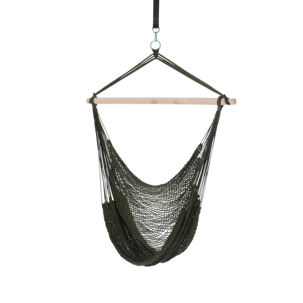 Amaca Sedia Poltrona Sospesa da Giardino Supporto in Legno Verde Militare 100x130 cm acquista