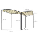 Pergola da Giardino 300x250x200-250A cm in Acciaio con Copertura in Tessuto Beige