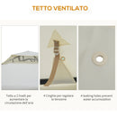 Gazebo da Giardino 2.95x2.95m in Metallo Doppio Tetto Zanzariera e Laterali Beige 