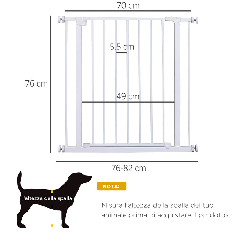 Cancelletto di Sicurezza per Animali Domestici Bianco 76x72-82 cm 