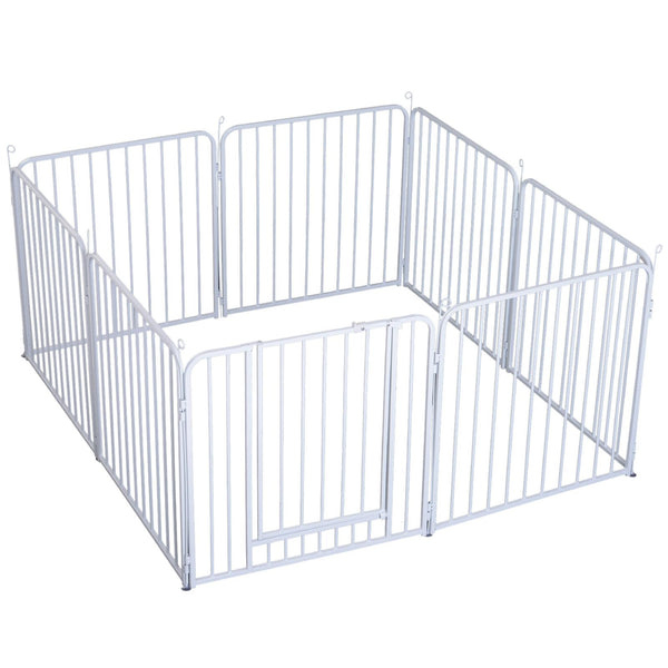 Recinto in Metallo per Animali Domestici per Esterno Bianco 8 Elementi 80x80 cm sconto