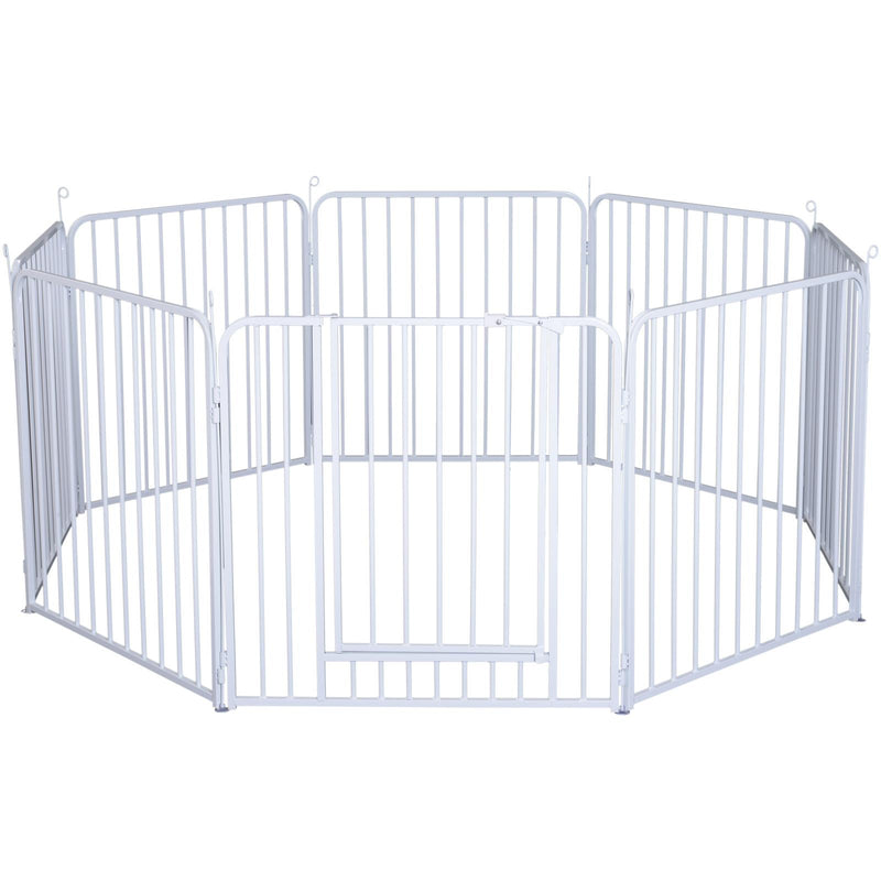 Recinto in Metallo per Animali Domestici per Esterno Bianco 8 Elementi 80x80 cm 