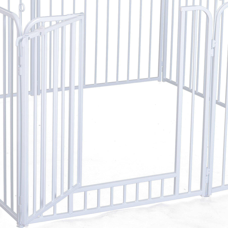 Recinto in Metallo per Animali Domestici per Esterno Bianco 8 Elementi 80x80 cm 