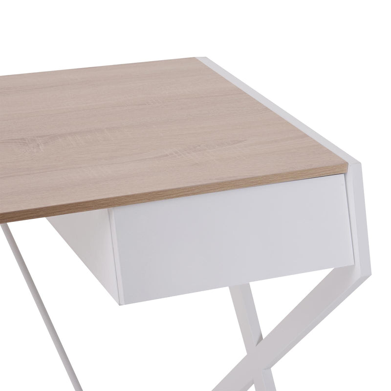 Scrivania per Ufficio in Acciaio Rovere e Bianco 105x56x75 cm 