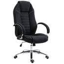 Sedia Poltrona da Ufficio Presidenziale Girevole in Lino Traspirante Nero 