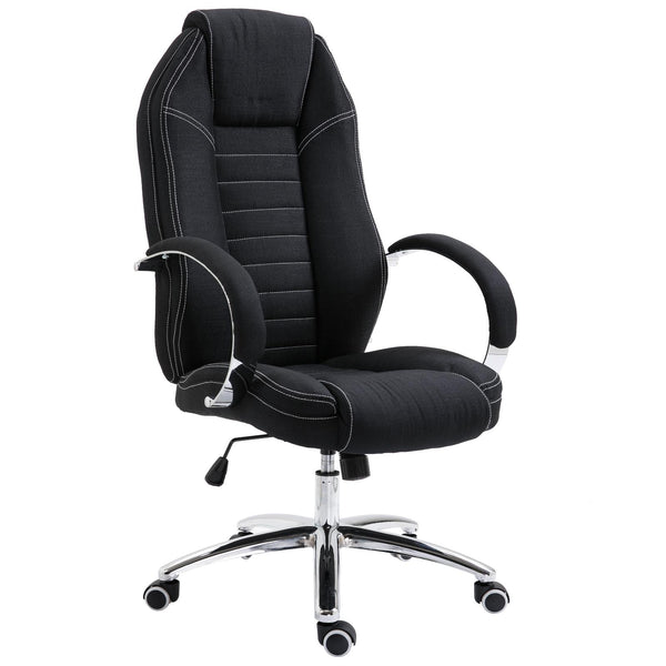 prezzo Sedia Poltrona da Ufficio Presidenziale Girevole in Lino Traspirante Nero