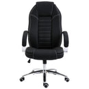 Sedia Poltrona da Ufficio Presidenziale Girevole in Lino Traspirante Nero 